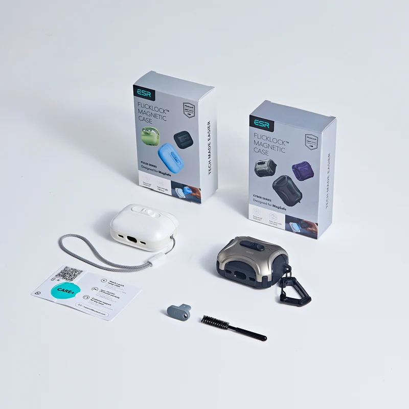AirPods Pro 3 Dual Style Security Lock Bundle - Titanium & White