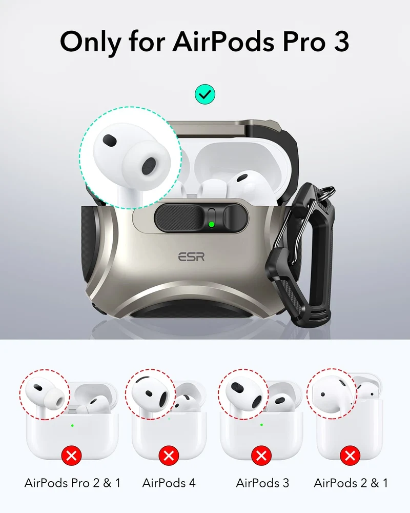 AirPods Pro 3 Dual Style Security Lock Bundle - Titanium & Black