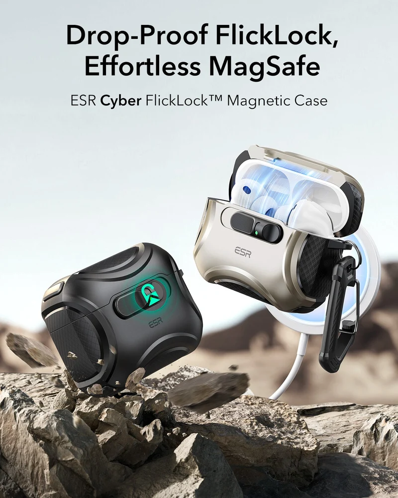 AirPods Pro 3 Dual Style Security Lock Bundle - Titanium & Black