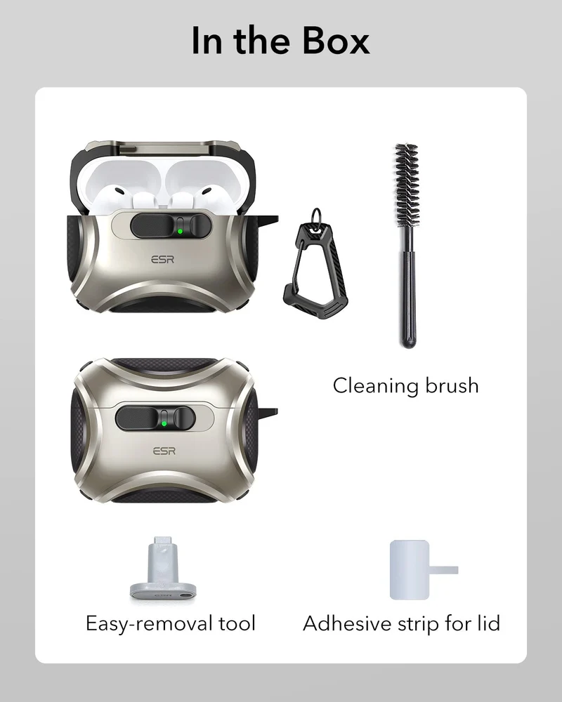 AirPods Pro 3 Dual Style Security Lock Bundle - Titanium & Black