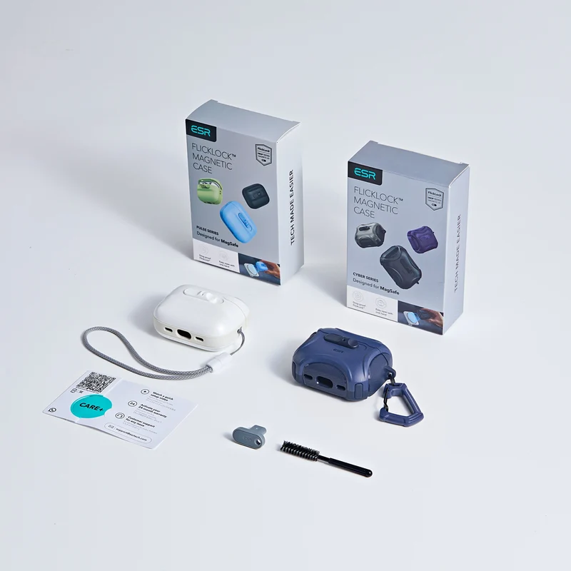 AirPods Pro 3 Dual Style Security Lock Bundle - Navy Blue & White