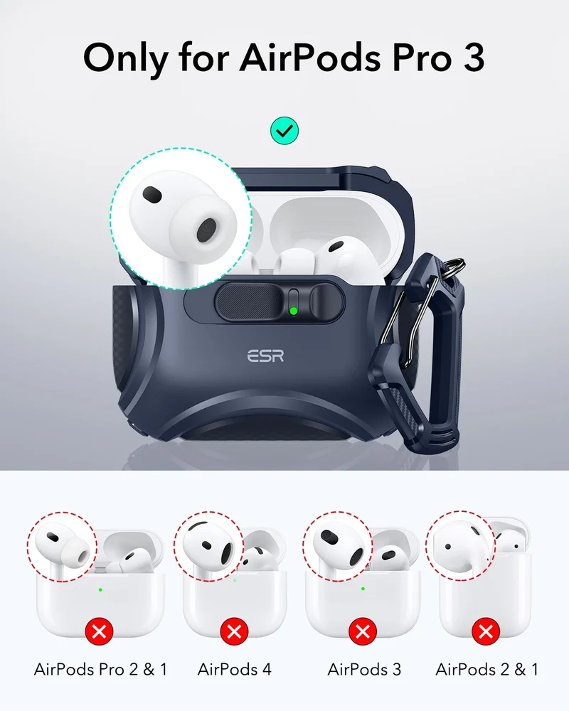 AirPods Pro 3 Dual Style Security Lock Bundle - Navy Blue & White