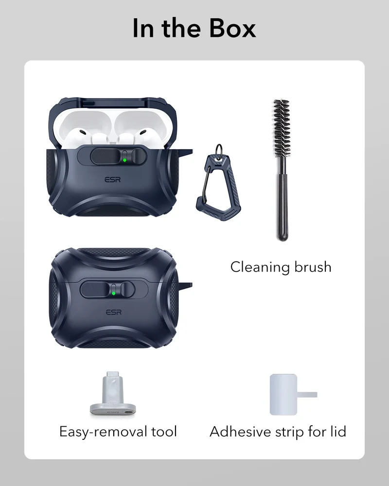 AirPods Pro 3 Dual Style Security Lock Bundle - Navy Blue & White
