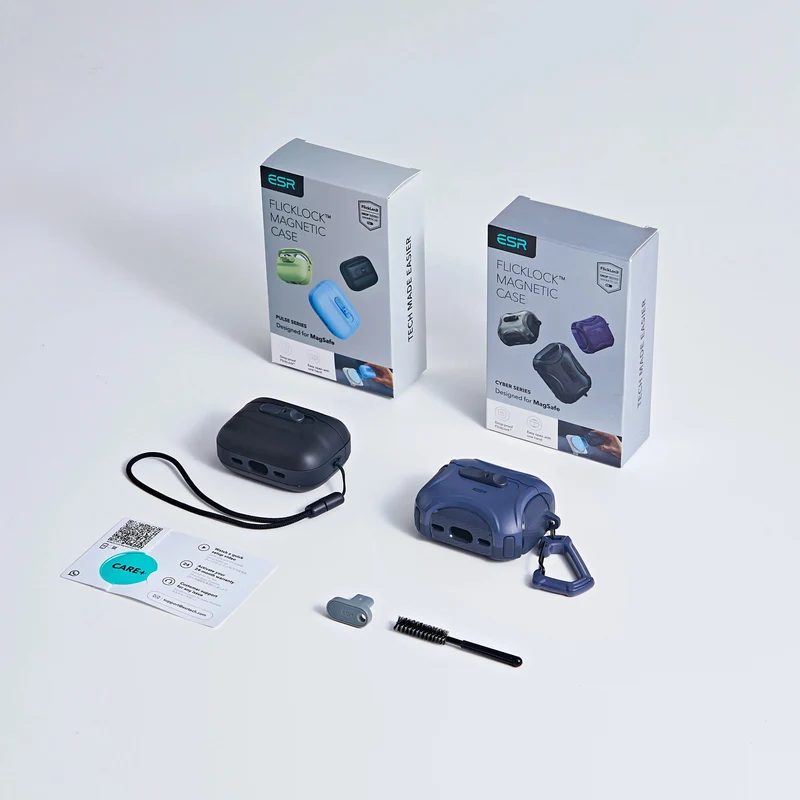 AirPods Pro 3 Dual Style Security Lock Bundle - Navy Blue & Black