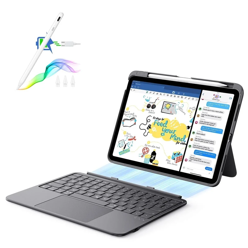 iPad Air 11” (M3) 2025 Flex Keyboard Case (Detachable) With Digital Pencil Bundle- US Layout Dark Gray