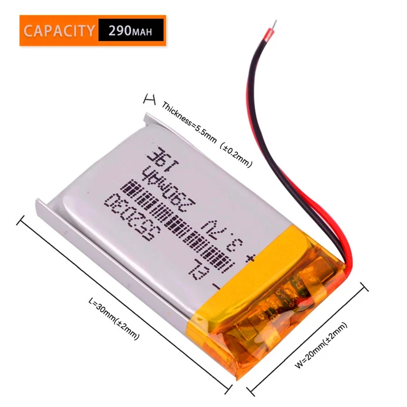 552030 3.7V 290MAH lithium polymer battery for MP3 MP4 Smart Watch Toys DVR Sports cvr a7310 cvr a7510