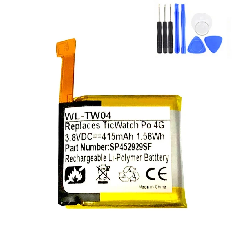 3.8v 415mAh SP452929SF Battery For TicWatch Pro / TicWatch Pro 4G Watch Smart Watch Accumulator+tools