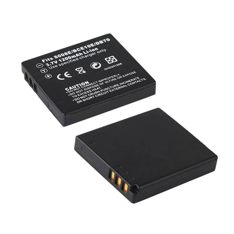 2 pieces 3.7v 1200mah cga s008e dmw bce10 db70 battery for lumix dmc fs3 fs5 fx37 camera