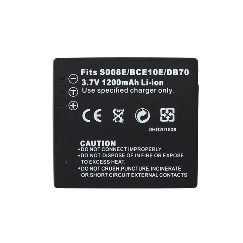 2 pieces 3.7v 1200mah cga s008e dmw bce10 db70 battery for lumix dmc fs3 fs5 fx37 camera