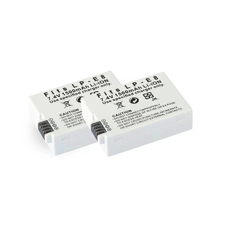 2 pieces 7.4v 1500mah LP-E 8 lithium-ion battery for Canon eos x4 t3i Rebel eos 550d 700d