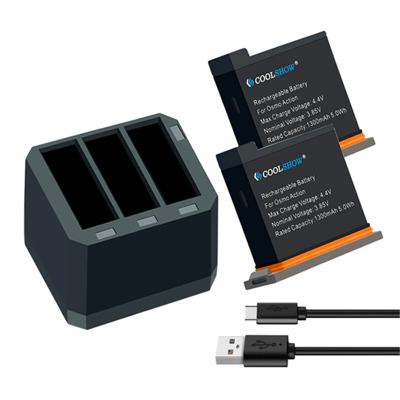 2 pieces 1300mAh 5.0 Wh lithium-ion Battery for DJI Osmo action camera
