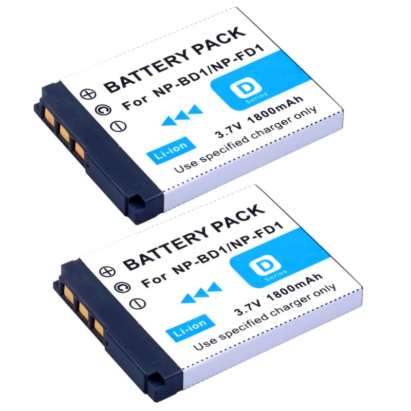 2 pieces 3.6v 1800mah NP-BD1 lithium-ion battery for sony cyber shot dsc g3 t2 t70 dsc t75 dsc-t77 dsc t500 camera