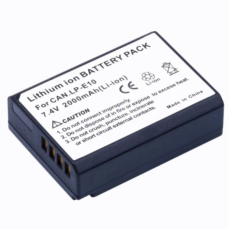 2 pieces 7.4v 2000mah LP-E10 Camera Battery for Canon EOS Rebel T3 T5 T6 Kiss X50 EOS 1300D