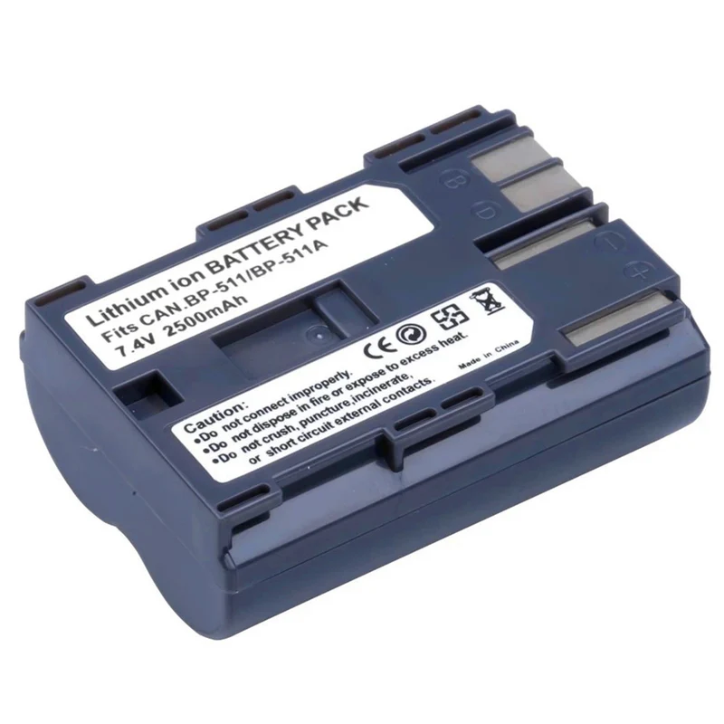 2 pieces 7.4v 2500mah BP-511 BP-511A lithium-ion Battery for Canon EOS 5D D60 for PowerShot G1 G5