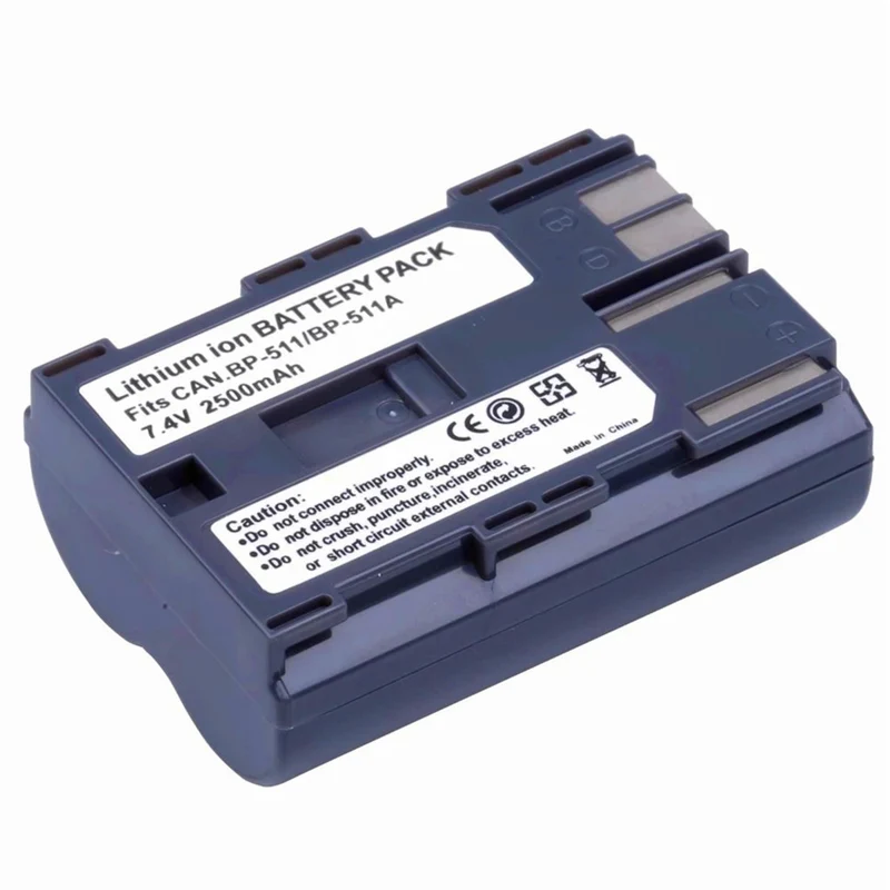 7.4v 2500mAh BP-511 BP511A lithium-ion Battery for Canon EOS 10D 20D 20Da 30D 40D 50D G3 G3X G5 G2 Camera