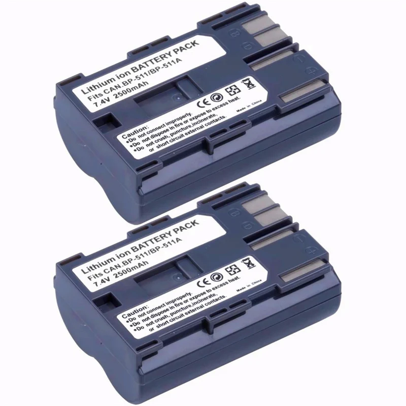 7.4v 2500mAh BP-511 BP511A lithium-ion Battery for Canon EOS 10D 20D 20Da 30D 40D 50D G3 G3X G5 G2 Camera