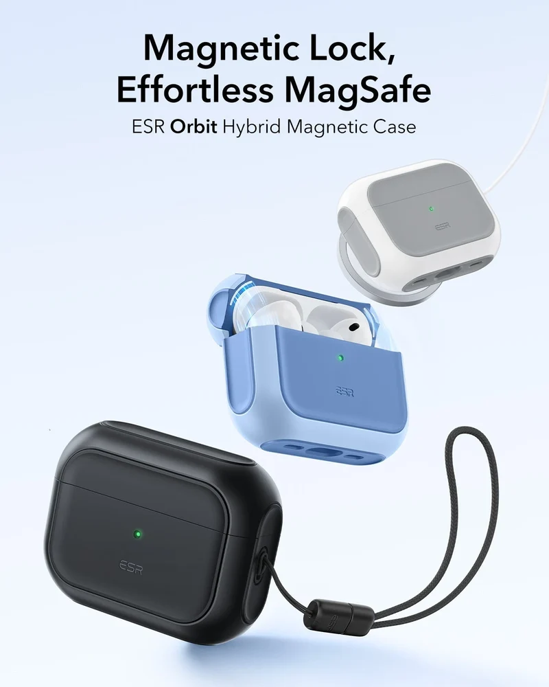 25W CryoBoost 3-in-1 Magnetic Charger (Qi2) and AirPods Pro 3 Orbit Hybrid Case Bundle - US Plug–White