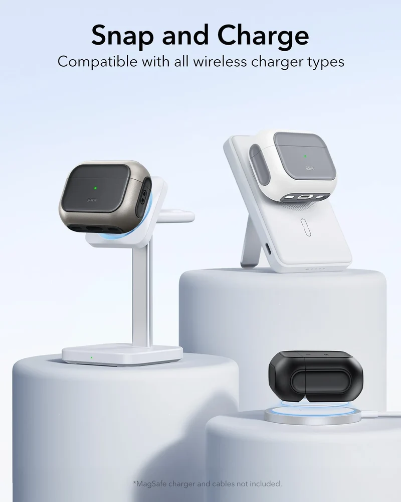 25W CryoBoost 3-in-1 Magnetic Charger (Qi2) and AirPods Pro 3 Orbit Hybrid Case Bundle - US Plug–White
