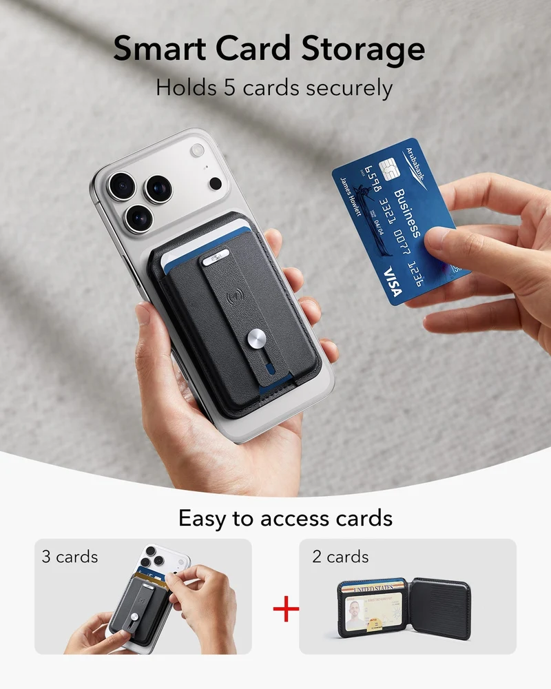 25W CryoBoost 3-in-1 Magnetic Charger (Qi2) and Wallet Stand Bundle - US Plug–White