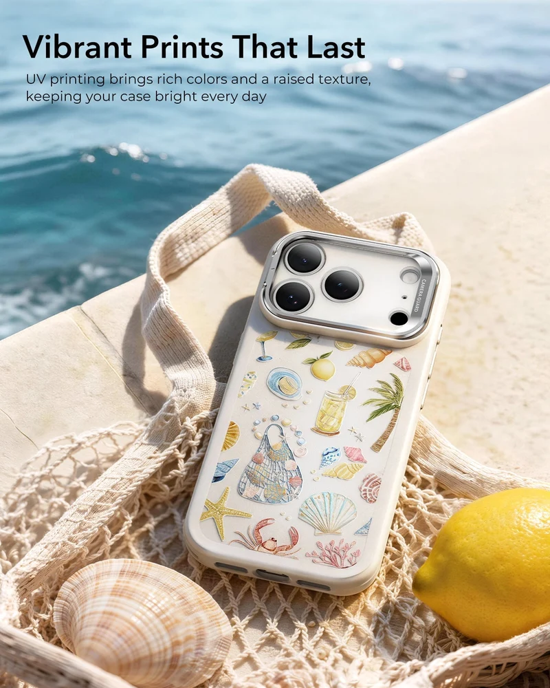 iPhone 17 Pro Max Bundle Classic Hybrid Magnetic Case (Camera Control, Stash Stand) and Armorite Screen Protector - Coastal Summer