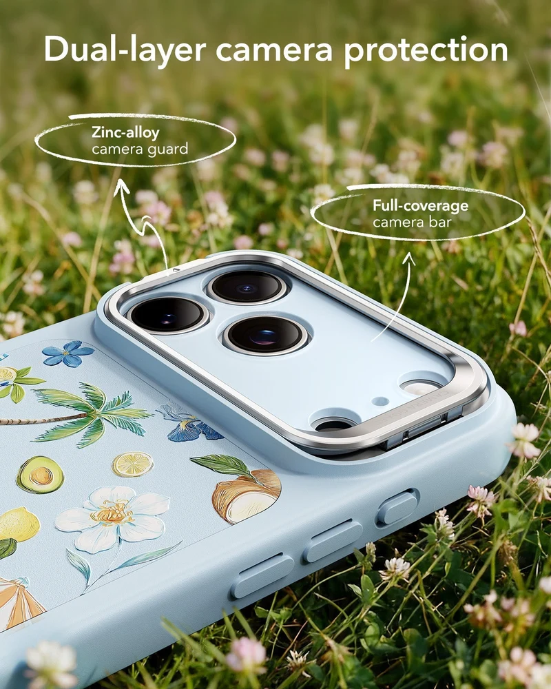 iPhone 17 Pro Max Bundle Classic Hybrid Magnetic Case (Camera Control, Stash Stand) and Armorite Screen Protector - Tropical Paradise