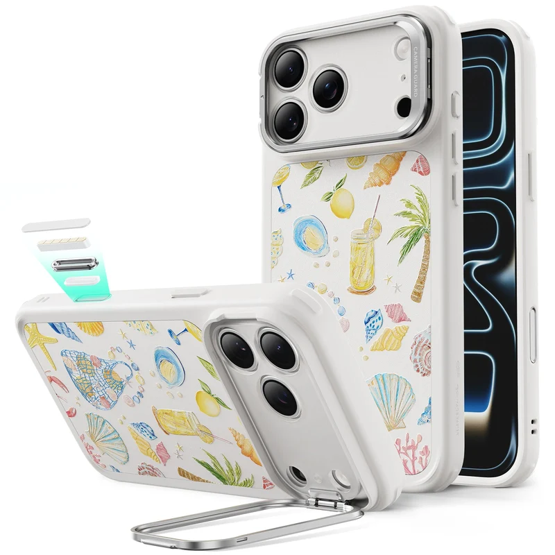 iPhone 17 Pro Classic Hybrid Magnetic Case (Camera Control, Stash Stand) - Coastal Summer