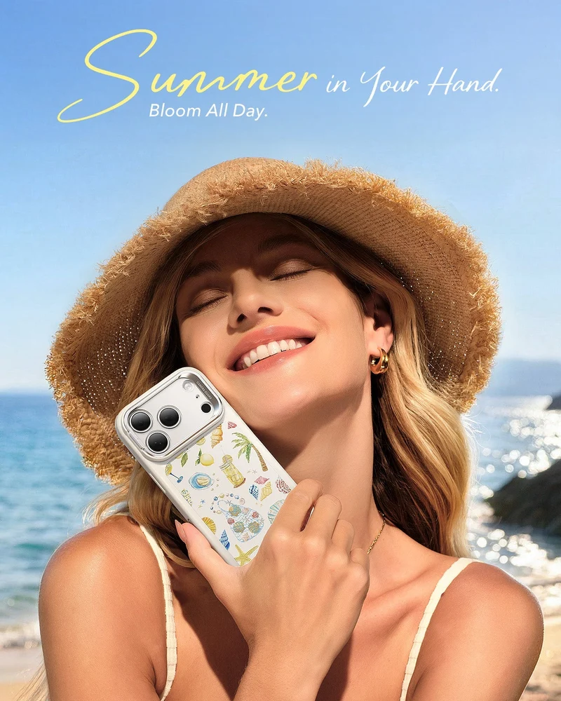 iPhone 17 Pro Bundle Classic Hybrid Magnetic Case (Camera Control, Stash Stand) and Armorite Screen Protector - Coastal Summer
