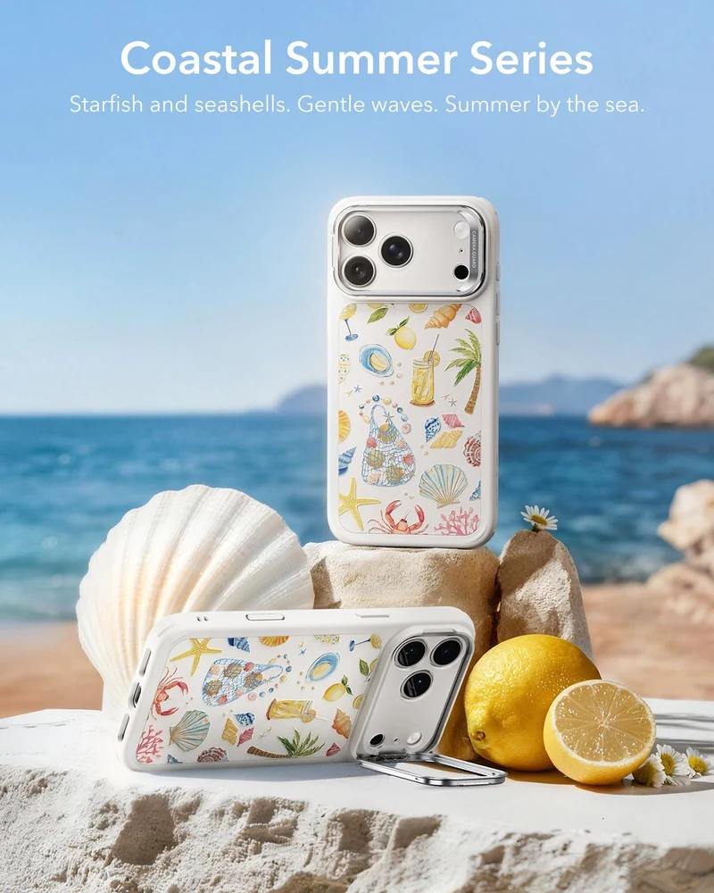 iPhone 17 Pro Bundle Classic Hybrid Magnetic Case (Camera Control, Stash Stand) and Armorite Screen Protector - Coastal Summer