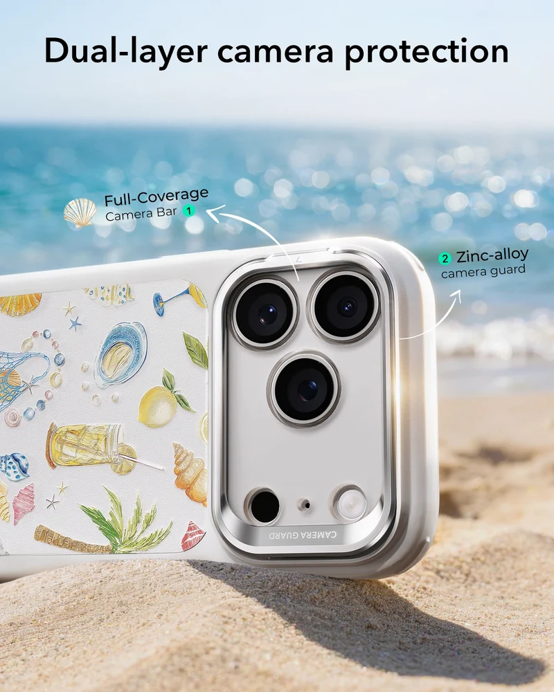 iPhone 17 Pro Bundle Classic Hybrid Magnetic Case (Camera Control, Stash Stand) and Armorite Screen Protector - Coastal Summer
