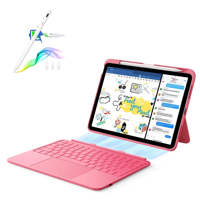 iPad 10th Gen Flex Keyboard Case (Detachable) With Digital Pencil Bundle - US Layout-Pink