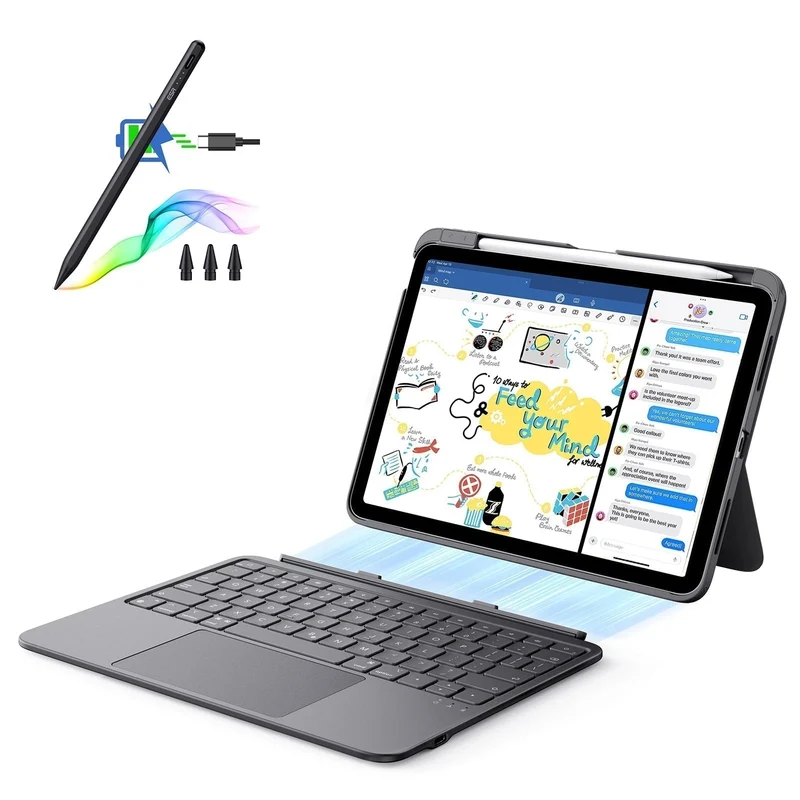 iPad 10th Gen Flex Keyboard Case (Detachable) With Digital Pencil Bundle - US Layout Dark Gray With Dark Silver Pencil