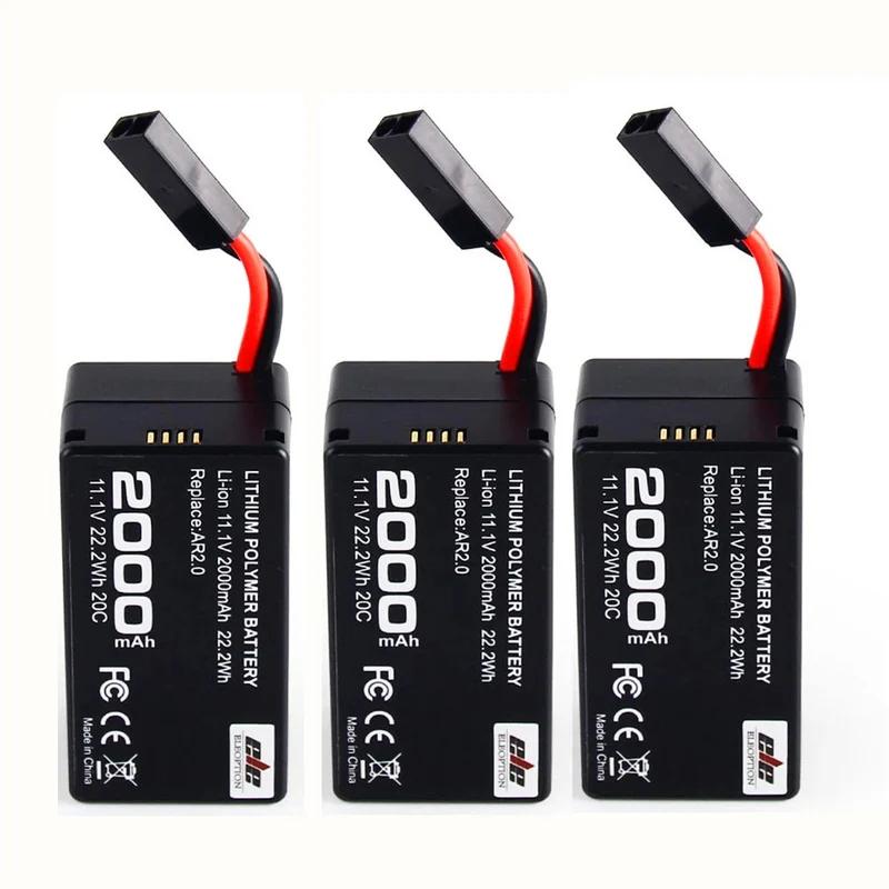 3PCS 11.1V 2000mAh Li-Polymer Battery For Parrot AR.Drone 2.0 Quadcopter