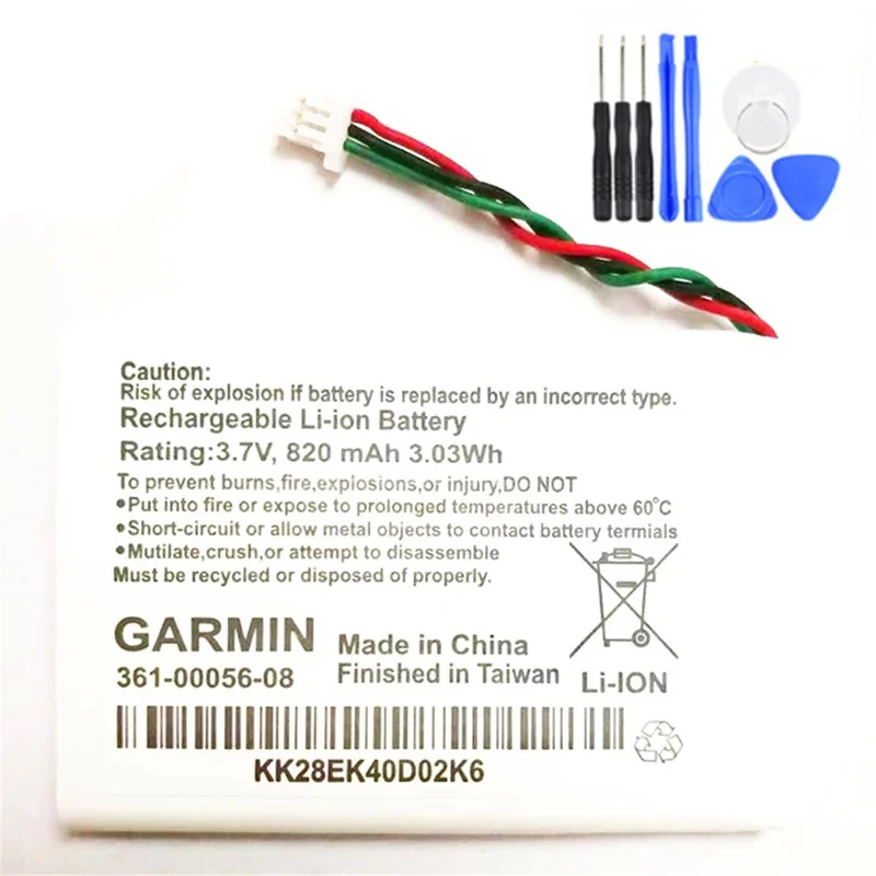 3.7V 820mAh 361-00056-08 Replacement Battery For Garmin Drive 60LM GPS Batterie Accumulator 3-Wire Plug+ tools