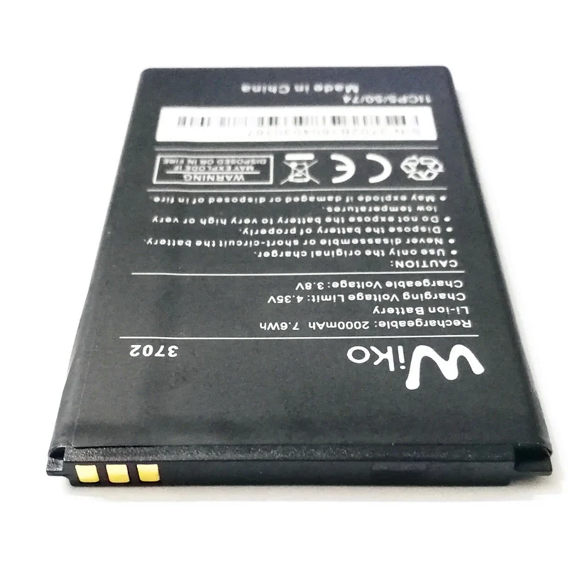 2000mAh 3702 Replacement Battery For Wiko Lenny 3 / Wiko Jerry 3702 Cell Mobile Phone