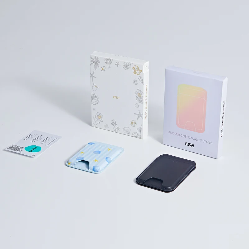 Classic Magnetic Wallet and Wallet Stand Bundle - Coastal Summer&Midnight Black