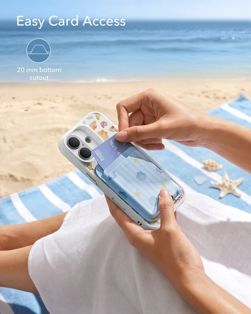 iPhone 17 Bundle Classic Hybrid Magnetic Case (Camera Control, Stash Stand) & Classic Magnetic Wallet - Coastal Summer