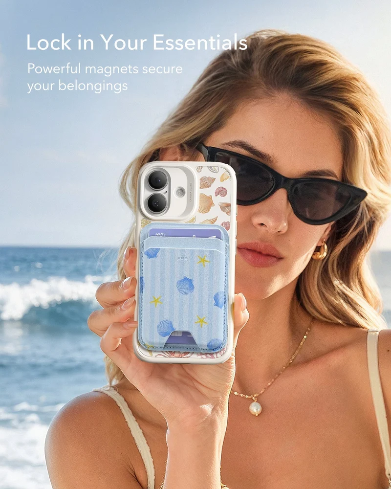 iPhone 17 Bundle Classic Hybrid Magnetic Case (Camera Control, Stash Stand) & Classic Magnetic Wallet - Coastal Summer