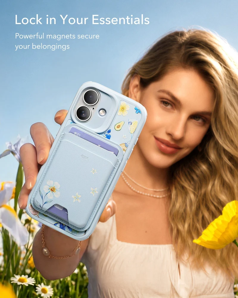iPhone 17 Pro Max Bundle Classic Hybrid Magnetic Case (Camera Control, Stash Stand) & Classic Magnetic Wallet - Tropical Paradise