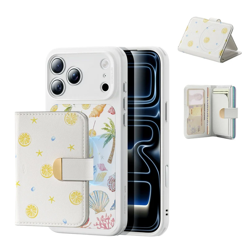 iPhone 17 Pro Max Classic Hybrid Magnetic Case (Camera Control) & Aura Clutch Magnetic Wallet - Coastal Summer