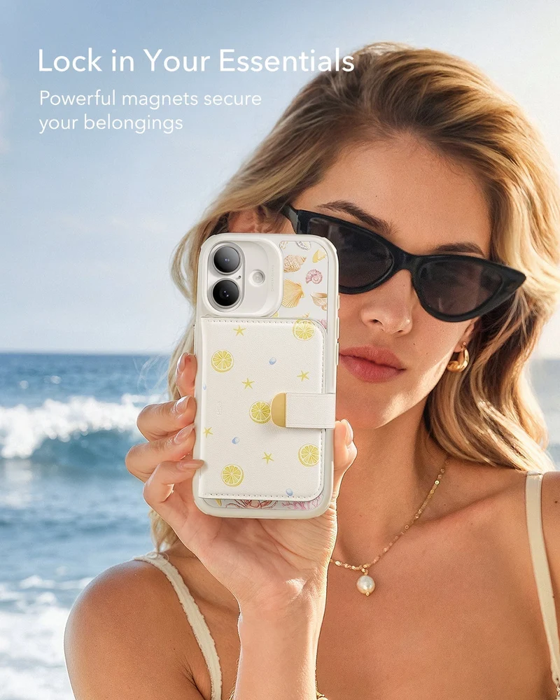 iPhone 17 Pro Max Classic Hybrid Magnetic Case (Camera Control) & Aura Clutch Magnetic Wallet - Coastal Summer