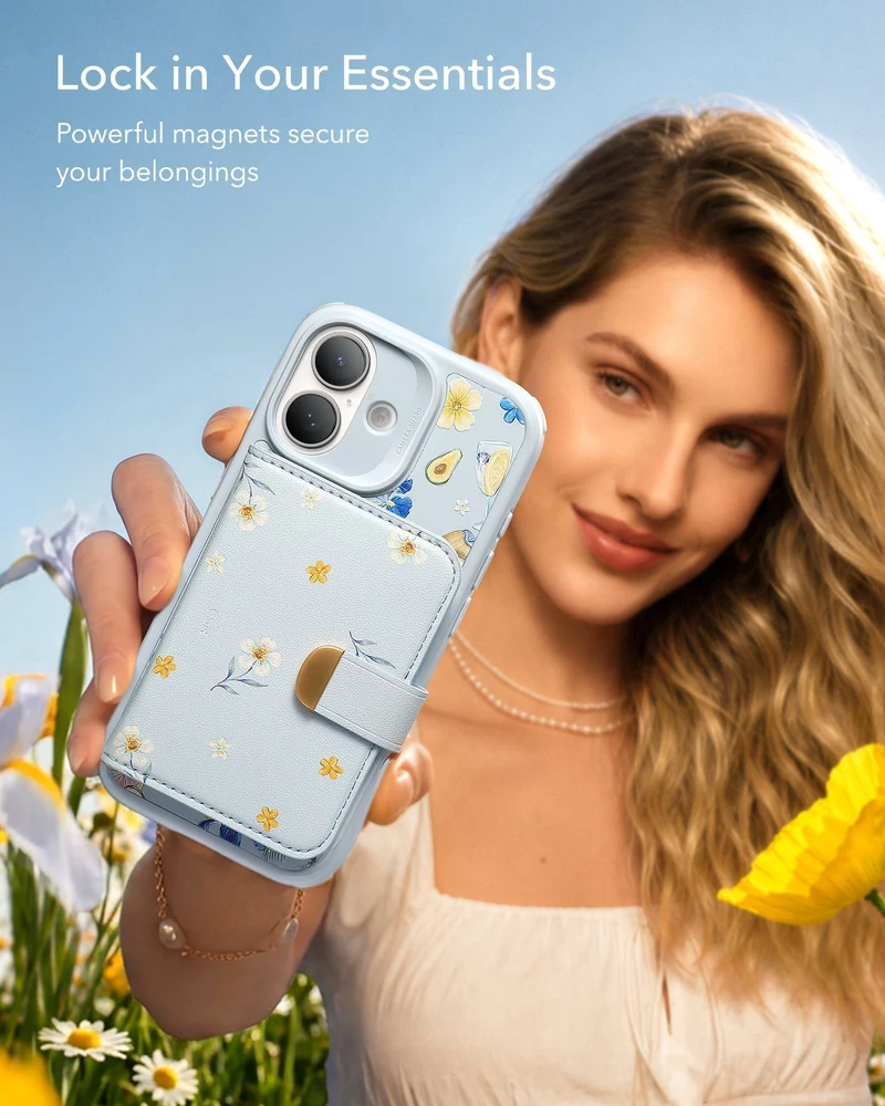 iPhone 17 Classic Hybrid Magnetic Case (Camera Control) & Aura Clutch Magnetic Wallet - Tropical Paradise