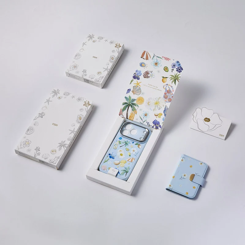 iPhone 17 Pro Classic Hybrid Magnetic Case (Camera Control, Stash Stand) & Aura Clutch Magnetic Wallet - Tropical Paradise