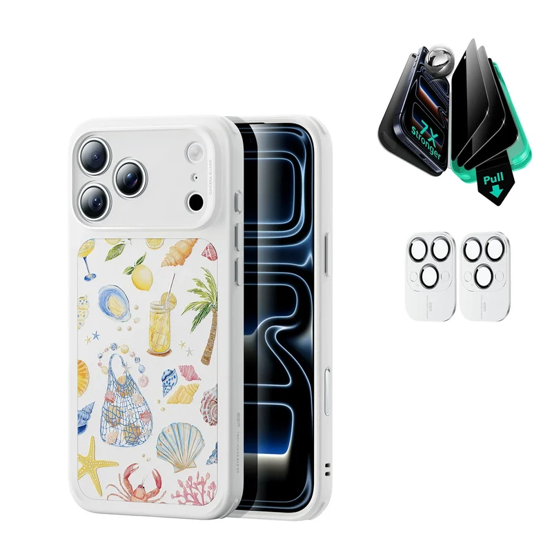 iPhone 17 Pro Bundle Classic Hybrid Magnetic Case (Camera Control) and Armorite Privacy Screen Protector - Coastal Summer