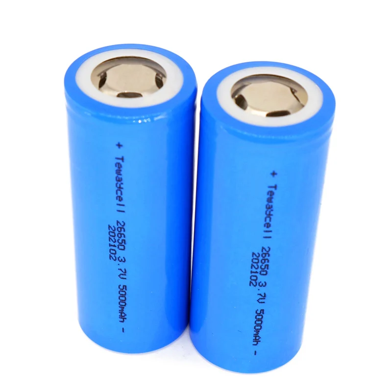 2pcs 3.7V Flat top 5000mah 26650 Li-ion Battery For Flashlight Headlamp Power Bank
