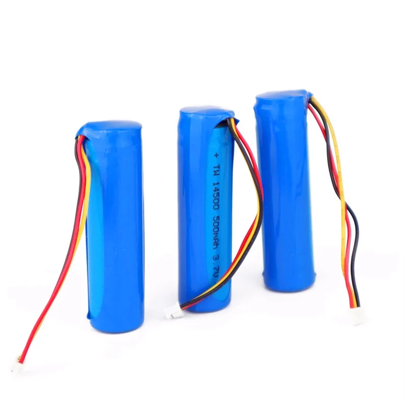 3pcs/lot 14500 500mah 3.7V lithium ion rechargeable battery with NTC three wires
