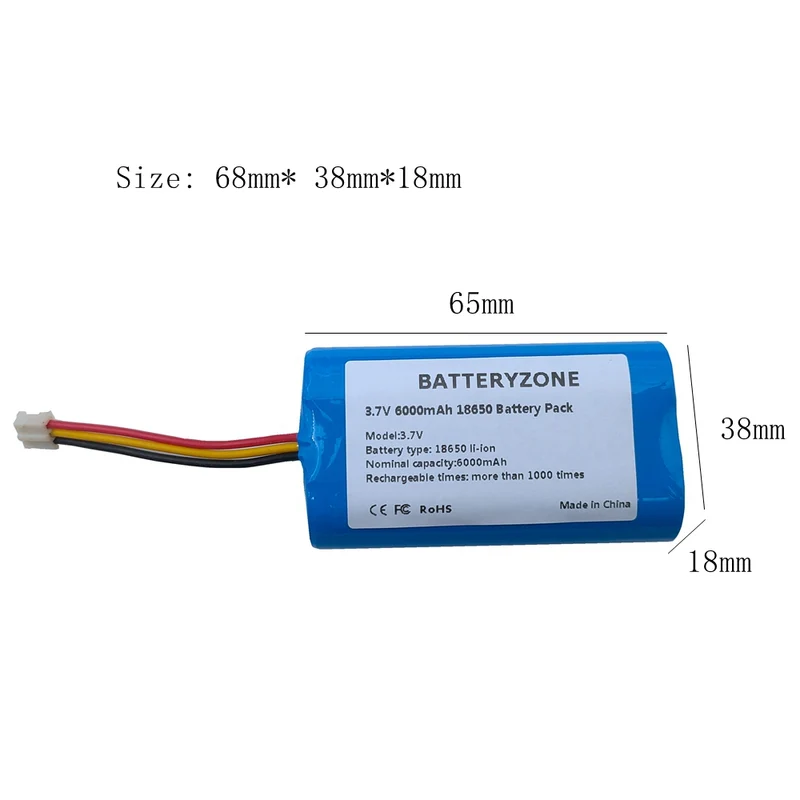 3.7v 18650 1S2P 6000mAh Lithium Ion Battery Pack For Video Doorbell Speaker Work light With PCB And 10K NTC