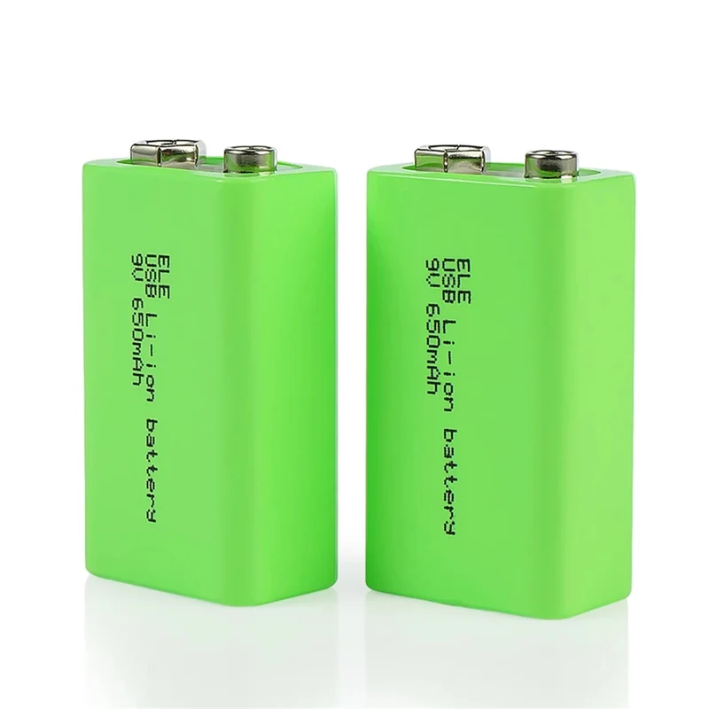 2PCS 9V 650mAh li-ion Battery 6F22 for RC Helicopter Model Microphone Toy