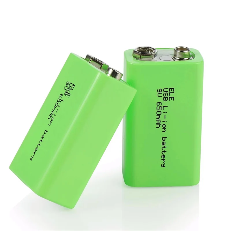 2PCS 9V 650mAh li-ion Battery 6F22 for RC Helicopter Model Microphone Toy