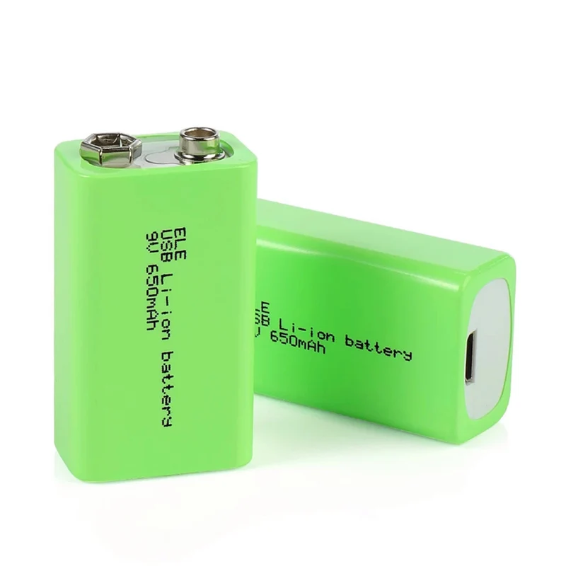 2PCS 9V 650mAh li-ion Battery 6F22 for RC Helicopter Model Microphone Toy