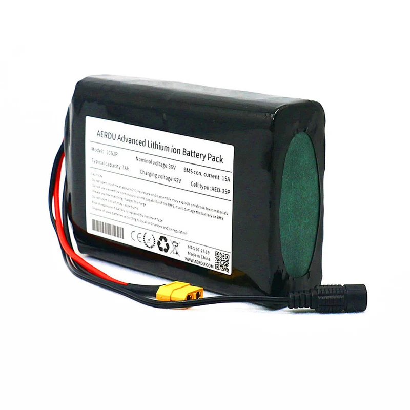 36V 10S2P 7Ah 450Watt 18650 lithium-ion battery for skateboard electric bike XT60